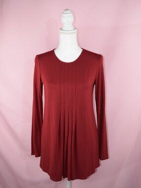 NW/OT J. Jill Wearever Collection Red Pleated Front Tunic Top | Size XS